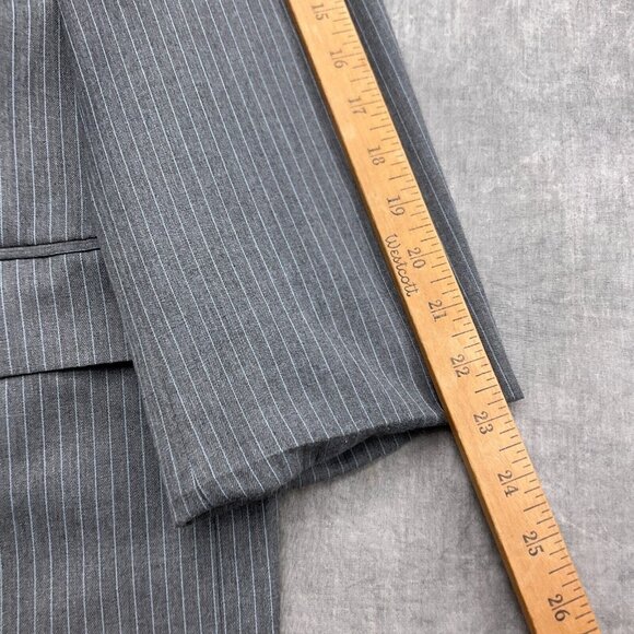 Bill Blass Blazer Men 48R Gray Pinstripe‎ Karako Classic Career Jacket Polyester - Picture 6 of 13